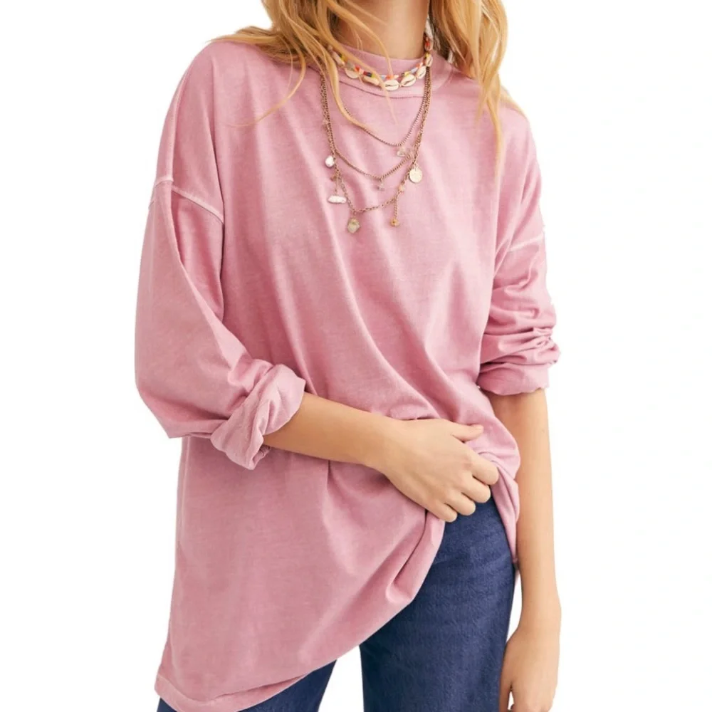 Free People | βWe The Freeβ Be Free Tunic Long Sleeve in Mauve - Size S - Picture 2 of 8
